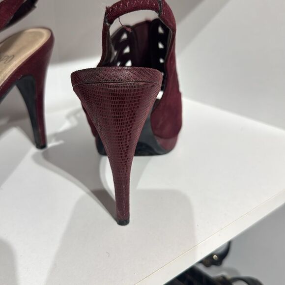 Impo Burgundy Peep-Toe Slingback Heels - Picture 3 of 3